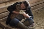 SFSPCA Board Member Kathryn Amoroso with the newborn lambs